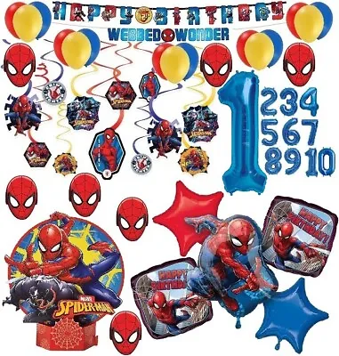 $10.99 • Buy Spiderman Birthday Party Decorations Balloons Personalize Banner Centerpiece