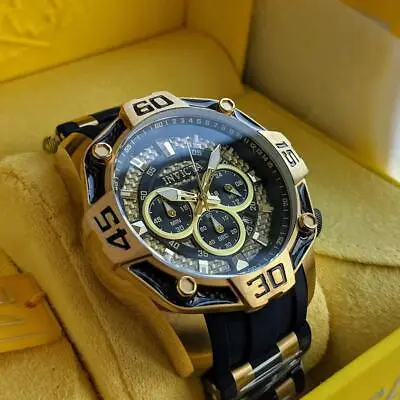 Invicta Men's Pro Diver Black Dial Chronograph Quartz Two Tone Strap Watch • $94.99