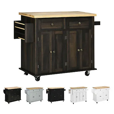 Rolling Kitchen Microwave Island With Flexible Storage Shelf Unit And Drawers • $171.99