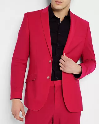 New Express $348 Bright Pink Extra Slim Wool Blend Modern Tech Suit Jacke Sz 38s • $98