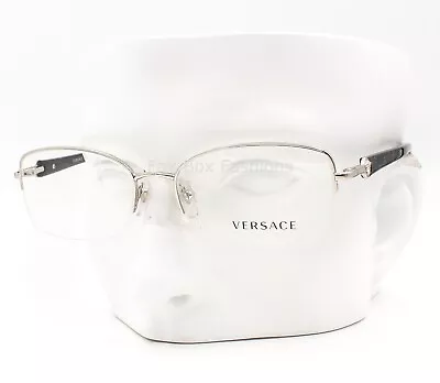 Versace MOD 1193 1000 Semi Rimless Eyeglasses Glasses Silver & Black 51-17-135 • $115