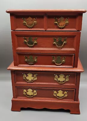 Vintage Mini Chest Of Drawers Chippendale With Brass Pulls Jewelry Music Box • $55.50