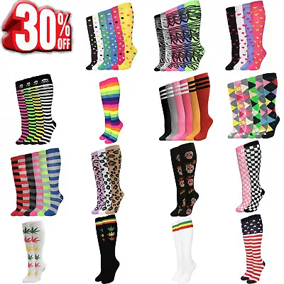 Women Fashion Tube Colorful Patterned Knee High Socks Warm Stocking Leg Warmer • £10.13