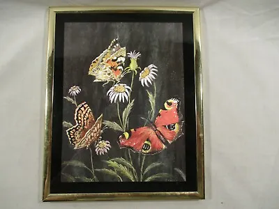 Vintage Manifestations Inc Color Butterflies Framed Foil Print Optical Illusion  • $45