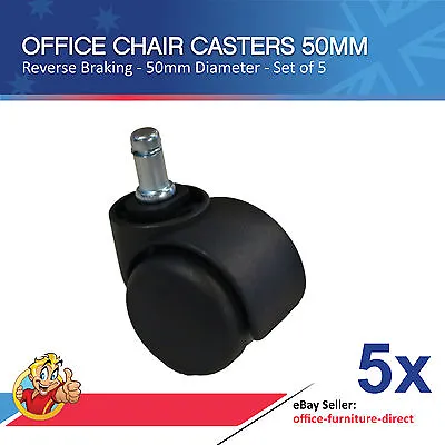 $35 • Buy Office Chair Casters Reverse Brake Locking Caster Office Chairs Wheels X5 NEW