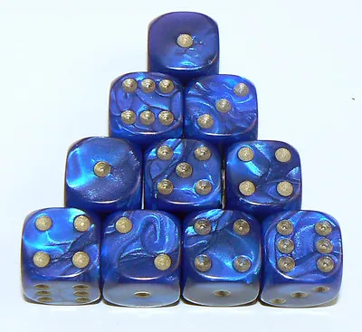10 Of Blue Pearl Dice  - Six Sided Spot Dice Size 16mm - D6 RPG Wargaming  • £2.24