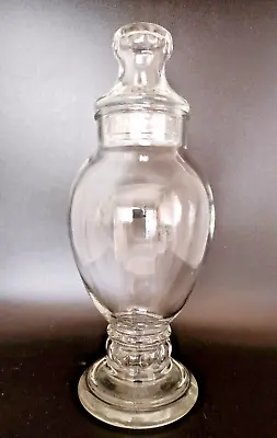 $16 • Buy Vintage Apothecary Candy Storage Jar Clear Glass With Lid 10 Inch Tall