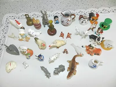 Vtg Miniature Figurine Lot Porcelain Glass Dog Horse Chicken Pig Bunny Alligator • $18.50