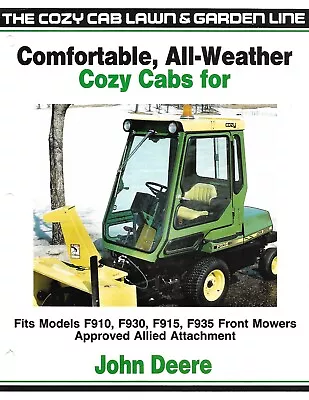 Data Sheet - Cozy Cabs For John Deere F910 Et Al Front Mowers - C1986 (LG347) • $8.09