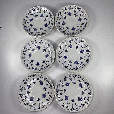 Vintage Blue Myott Staffordshire Finlandia Saucer Dessert Plates Set Of 6 • $34.99