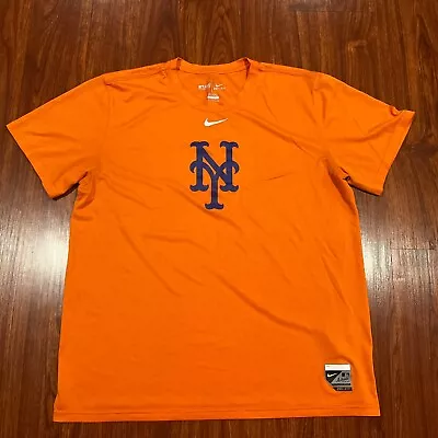 Nike Men’s New York Mets Orange Logo Jersey Shirt Extra Large XL Baseball MLB • $12