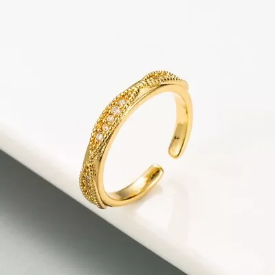 M&T 2007 Gold Plated Open Ring CZ Pave Adjustable Link Ring JWYS20 • $2.90