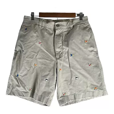 J Crew Men's Shorts 33 Khaki Regular Fit 100% Cotton Nautical Flags • $9.53