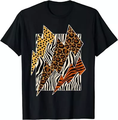 Tiger Leopard Cheetah Zebra Lightning Tee Animal Print T-Shirt • $17.99