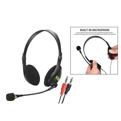 3.5mm PC Headset With Mic Noise Canceling Lightweight For Skype Call Centers • £6.66