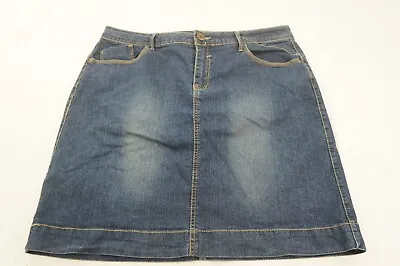 Baccini Women 10 Blue Cotton Denim A-Line Skirt E508 • $16.50