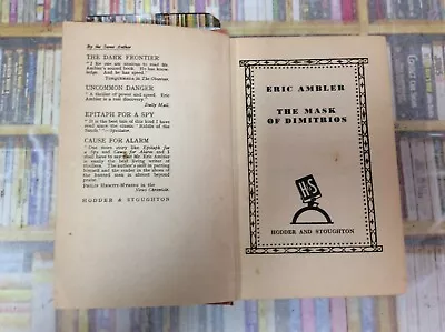 Eric Ambler - The Mask Of Dimitrios - Hodder & Stoughton 1940 H/C • £31.07