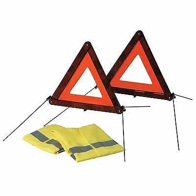 £9.99 • Buy 2 X Car Warning Triangle Proline Reflective Breakdown Road Emergency & 2 Hi Vis 