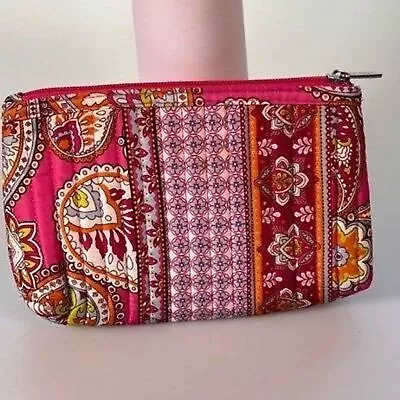 Modella Cosmetic Bag Small Pink Paisley Zipper Lined 7” X 5”. P6 • $6