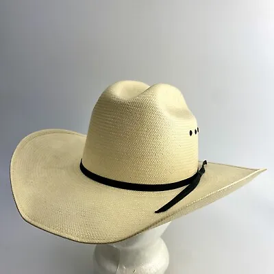 Vintage Serratelli Straw Cowboy Hat 30X Rodeo Bull Rider Panama 7 3/8 Mexico • $44.99