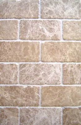 Emperador Light 3 X6  Tumbled Marble Tile Floor And Wall Backsplash Bath Kitchen • $13.99