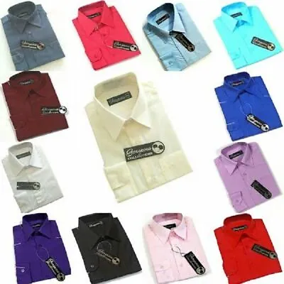 Boys Dress Shirts Kids Plain 1-16 Years Boys Formal Wear Occasion Wear • £19.99