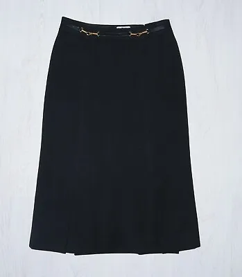 CELINE Womens Black Wool Vintage Gold Chain Skirt Size 40 • $199.99