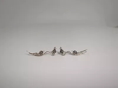 Gorgeous Silver Bead Earrings Beaded Ear Vines Gemstone Jewelry Gift Idea • $40