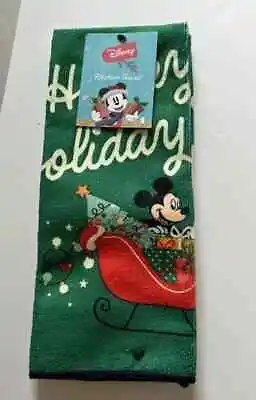 Disney Mickey Mouse Christmas Holiday Kitchen Towel Happy Holidays NEW • $6.99