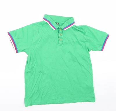 £3.75 • Buy FLIPBACK Boys Green Cotton Basic Polo Size 9 Years Collared