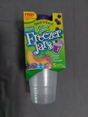 $40 • Buy Vintage Ball Freezer Jars Plastic Purple Twist On Lid 8oz 5 Jars Stackable NEW