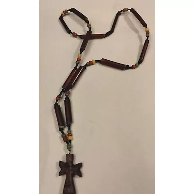 Rustic Wooden Cross Necklace Gothic Rasta Baes Christian Easter • $14.99