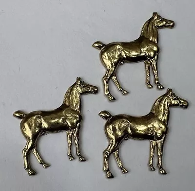 Vintage 3 Piece Horse Jewelry Finding Brass Parts Crafts Art Pieces 🐴 • £6.81