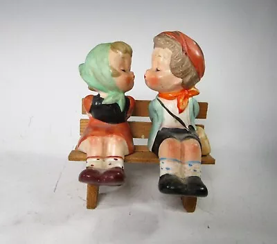 Vintage Napco Boy & Girl Kissing Salt Pepper Shakers On Bench A4557 Figurine • $15