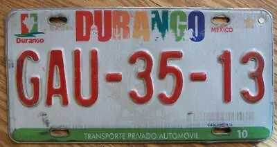 SINGLE MEXICO State Of DURANGO LICENSE PLATE - 2013/16 - GAU-35-13 - AUTOMOVIL • $14.99