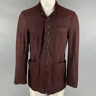 JOHN VARVATOS Size 38 Burgundy Suede Single Breasted Jacket • $745