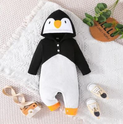 Baby Kid Boy Girl Penguin 1Onesie Romper Costume Hooded Cosplay Jumpsuit Clothes • £11.24