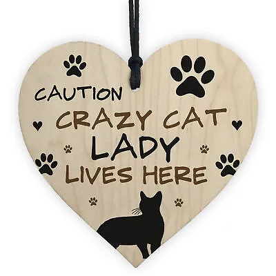Cat Sign CRAZY CAT LADY Gift For Women Cat Gift Funny Cat Sign For Cat Lover • £3.99