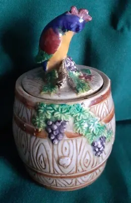 Vintage Japanese Marutomo Ware Marutomo Parrot On Barrel Preserve Jam Pot 4.5” • £8.99
