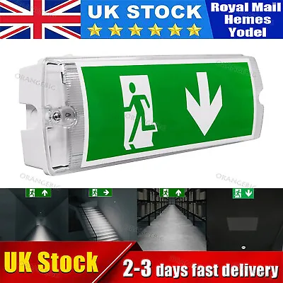 Led Emergency Light Bulkhead Exit Sign Ip65 Maintained Or Non Maintained • £12.69