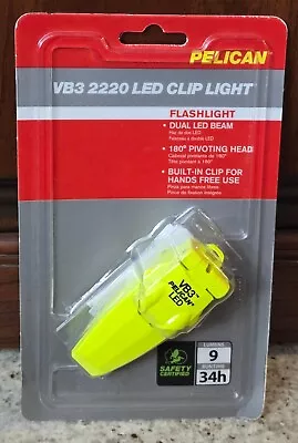 NEW Pelican Clip-On Hands-Free VB3 2220 LED Flashlight Yellow /w BATTERIES • $32