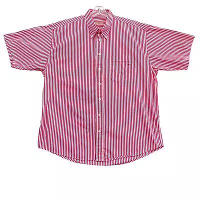 Vintage Burberry London Shirt Men's XL Pink Stripe Button Short Sleeve USA Made • $49.50