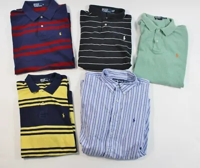 Lot Of 5 Polo Ralph Lauren Size XL Short Long Sleeve Green Blue Black Striped • $36.39