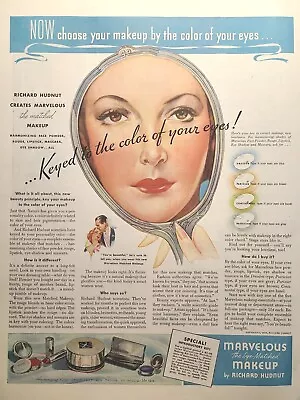 Marvelous Matched Makeup Eye Color Harmony Lipstick Powder Vintage Print Ad 1936 • $18.77