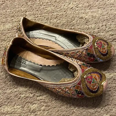 Matisse Sequin Embroidery Flats Ballet Shoes Bling Crystal Slip On Women 8.5 EUC • $28.13