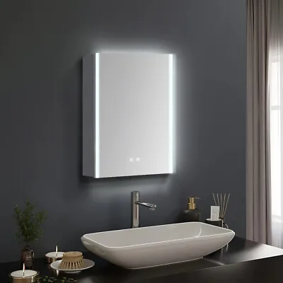 Bathroom Dimmable LED Mirror Cabinet Makeup Mirror Storage Box + Shaver Socket • £122.95