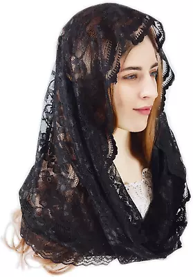 Infinity Chapel Veil Floral Latin Mass Head Covering Lace Scarf Mantilla Veils • $20.99