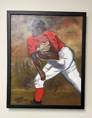 2004 Champs Pedro Martinez Boston Red Sox Pitcher Original Oil Painting 16 X 20 • $329.99