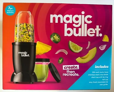 MAGIC BULLET Blender W/ Stainless Steel Blade & Tall Cup Black Base 7 Pieces NEW • $19.51
