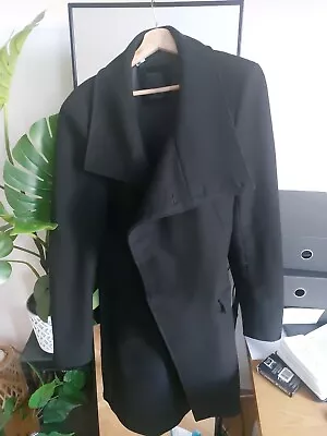 AllSaints Mens Asymeteical Coat Wool Black 36 Small Ninja Goth Wizard Jedi Style • $36.43